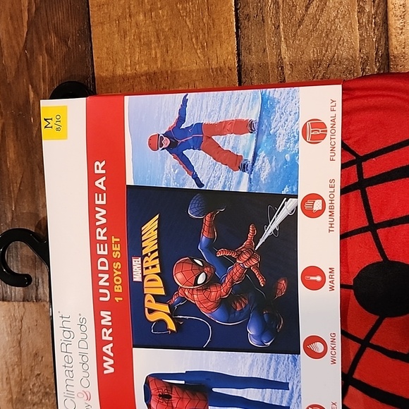 ClimateRight by Cuddl Duds Spiderman Boys Thermal Set Size Medium 8/10 - Picture 3 of 11